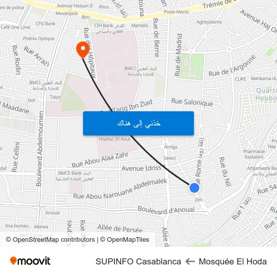 Mosquée El Hoda to SUPINFO Casablanca map