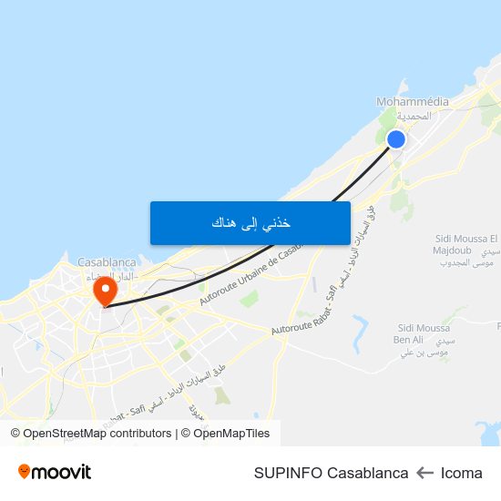 Icoma to SUPINFO Casablanca map
