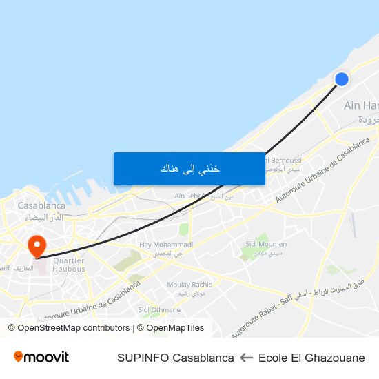 Ecole El Ghazouane to SUPINFO Casablanca map