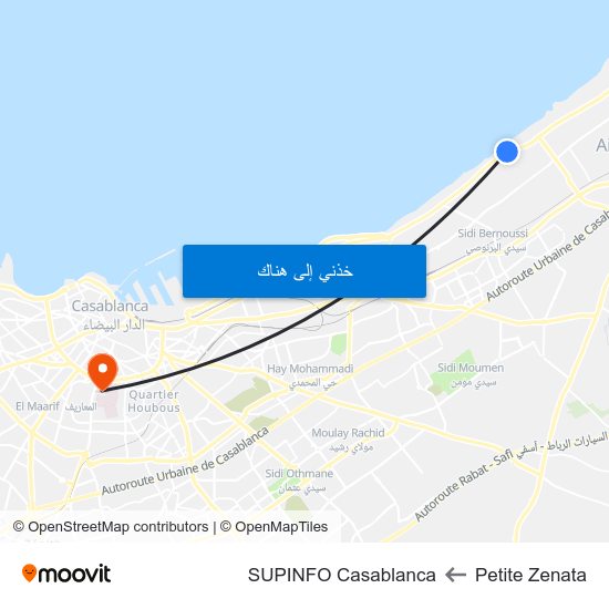 Petite Zenata to SUPINFO Casablanca map