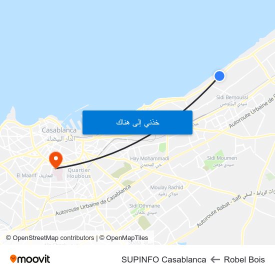 Robel Bois to SUPINFO Casablanca map