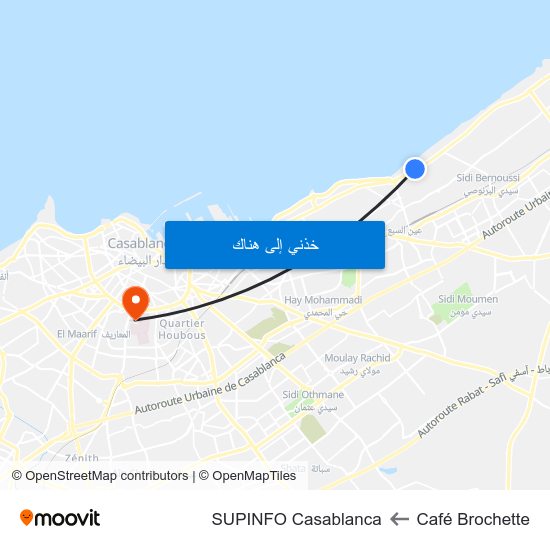 Café Brochette to SUPINFO Casablanca map