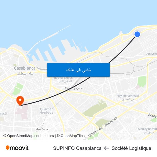 Société Logistique to SUPINFO Casablanca map