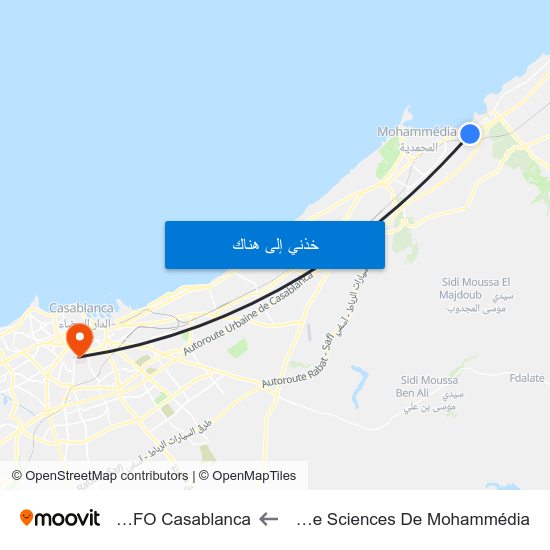 Faculté De Sciences De Mohammédia to SUPINFO Casablanca map
