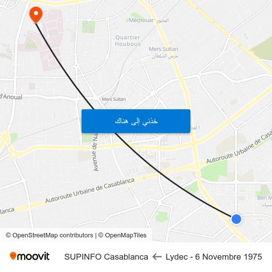Lydec - 6 Novembre 1975 to SUPINFO Casablanca map