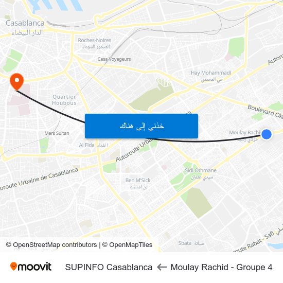 Moulay Rachid - Groupe 4 to SUPINFO Casablanca map