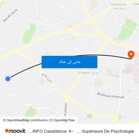 Ecole Supérieure De Psychologie to SUPINFO Casablanca map