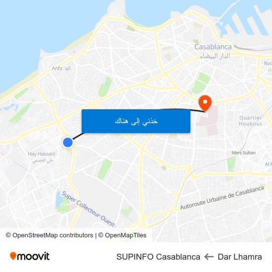Dar Lhamra to SUPINFO Casablanca map