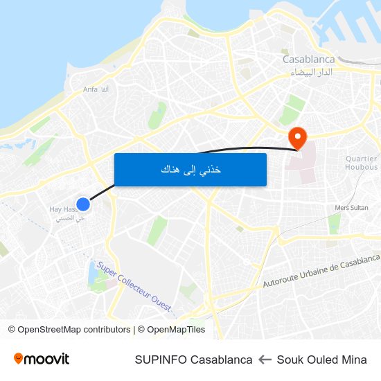 Souk Ouled Mina to SUPINFO Casablanca map
