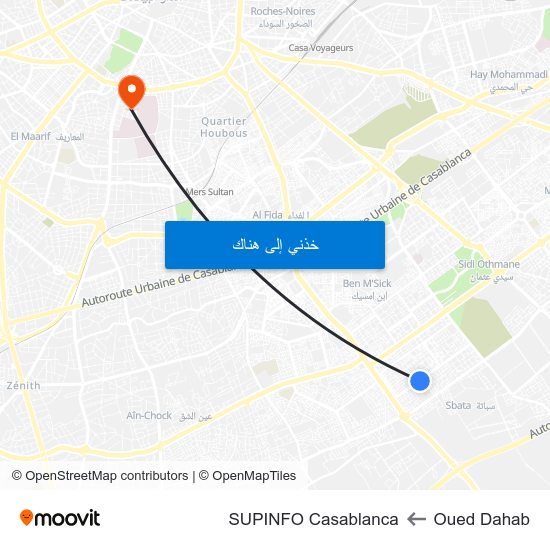 Oued Dahab to SUPINFO Casablanca map