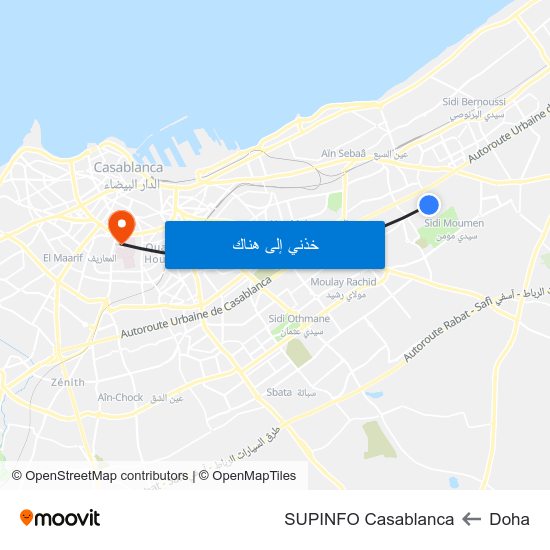 Doha to SUPINFO Casablanca map