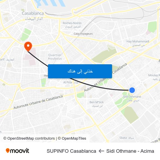 Sidi Othmane - Acima to SUPINFO Casablanca map