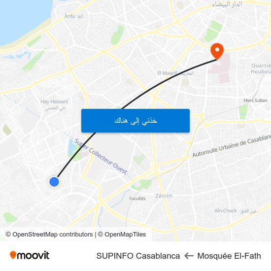 Mosquée El-Fath to SUPINFO Casablanca map