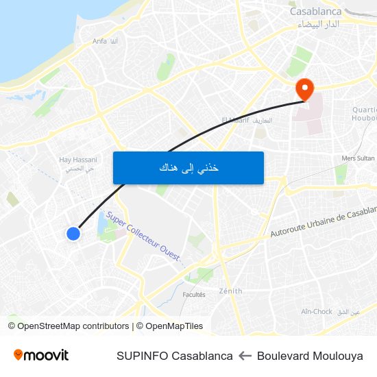 Boulevard Moulouya to SUPINFO Casablanca map