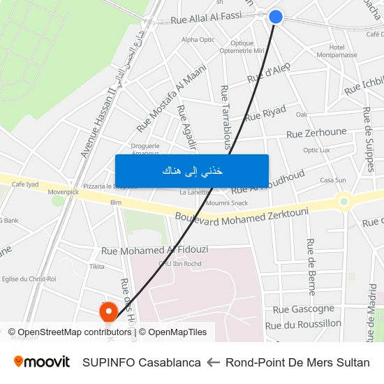 Rond-Point De Mers Sultan to SUPINFO Casablanca map