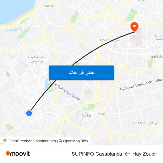 Hay Zoubir to SUPINFO Casablanca map