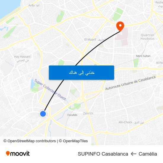 Camélia to SUPINFO Casablanca map