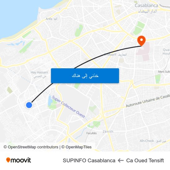 Ca Oued Tensift to SUPINFO Casablanca map