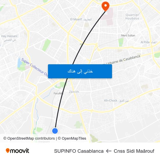 Cnss Sidi Maârouf to SUPINFO Casablanca map
