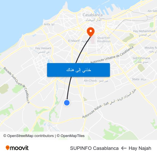 Hay Najah to SUPINFO Casablanca map
