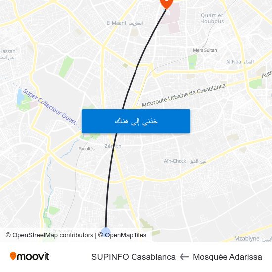 Mosquée Adarissa to SUPINFO Casablanca map