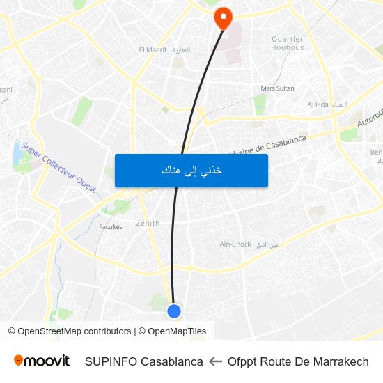 Ofppt Route De Marrakech to SUPINFO Casablanca map