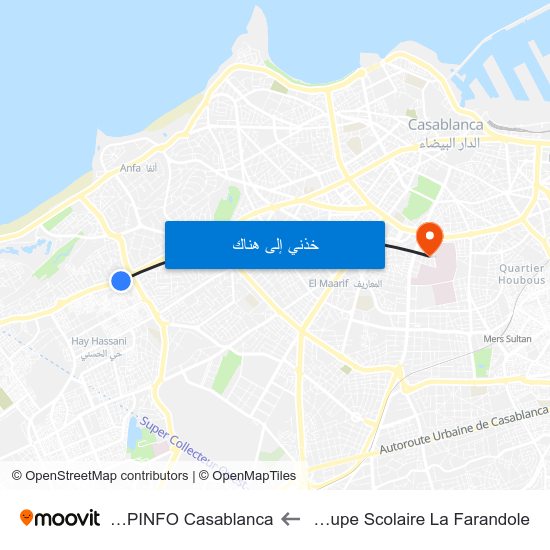 Groupe Scolaire La Farandole to SUPINFO Casablanca map