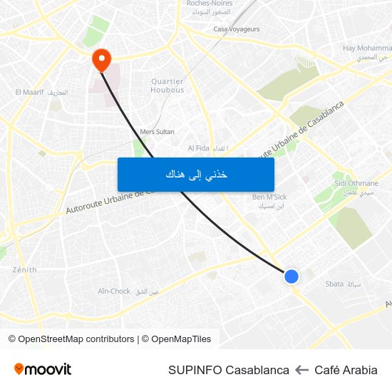 Café Arabia to SUPINFO Casablanca map