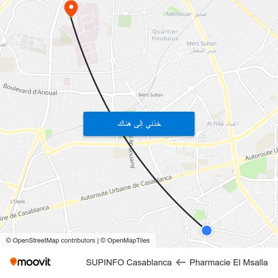Pharmacie El Msalla to SUPINFO Casablanca map