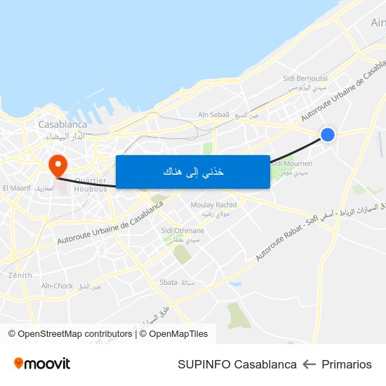 Primarios to SUPINFO Casablanca map