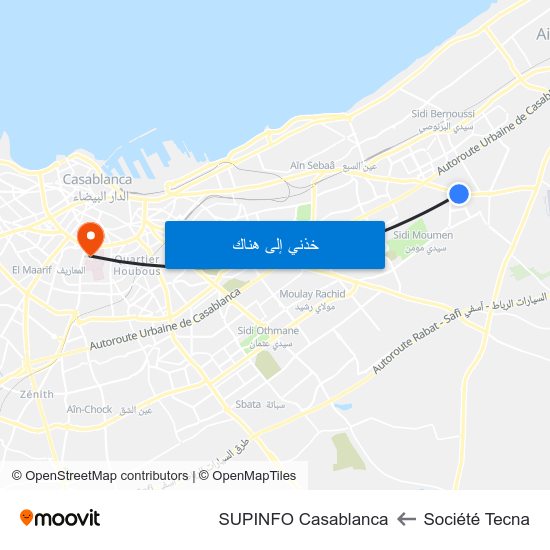 Société Tecna to SUPINFO Casablanca map