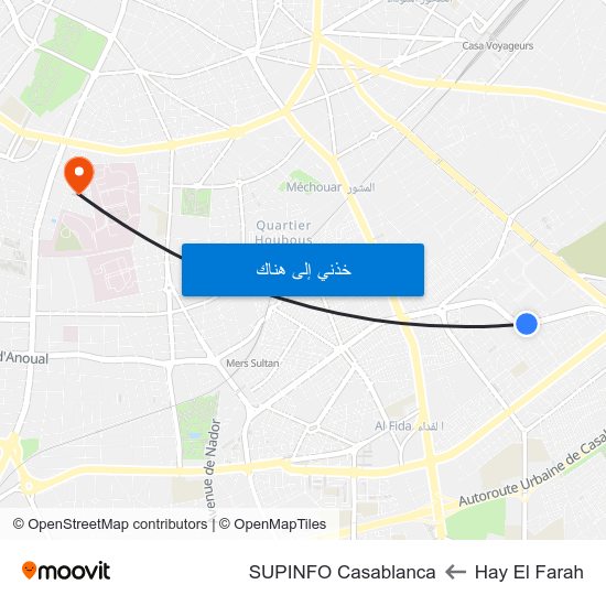 Hay El Farah to SUPINFO Casablanca map