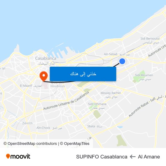 Al Amane to SUPINFO Casablanca map