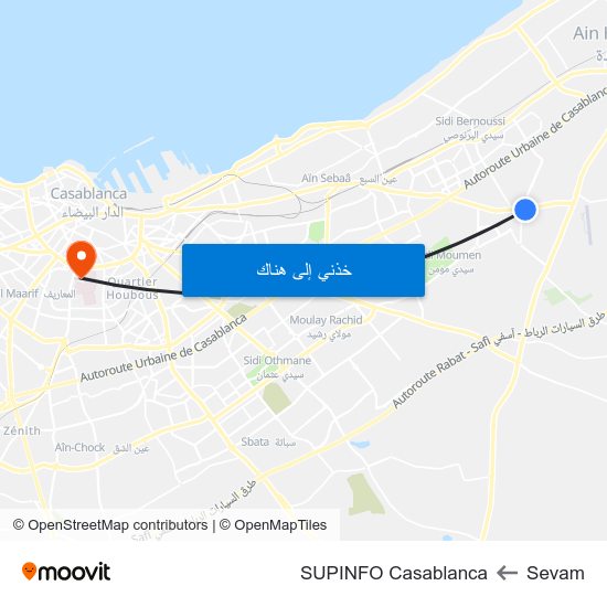 Sevam to SUPINFO Casablanca map