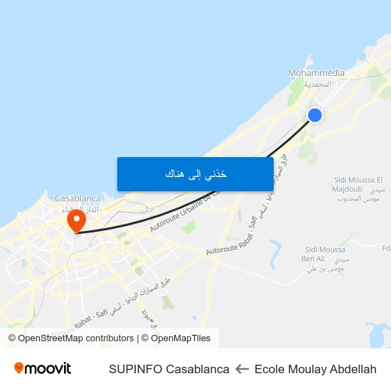 Ecole Moulay Abdellah to SUPINFO Casablanca map