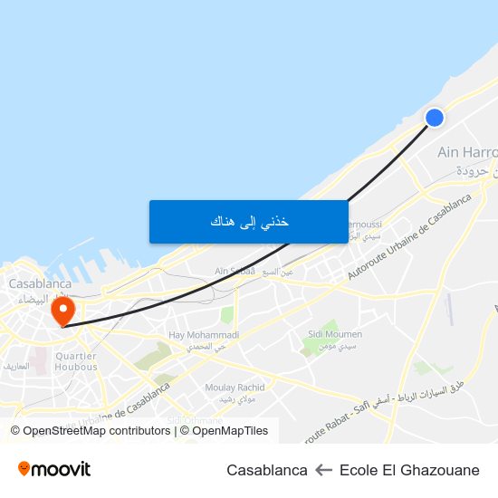 Ecole El Ghazouane to Casablanca map