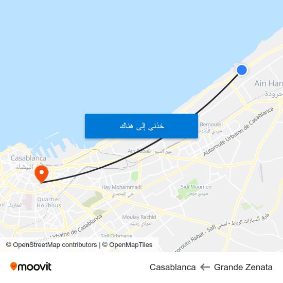Grande Zenata to Casablanca map