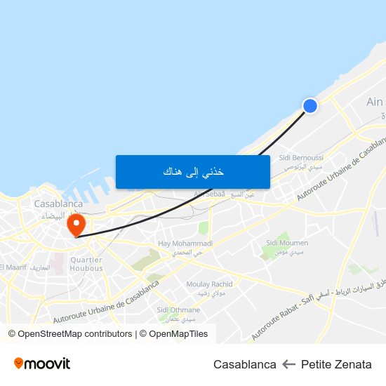 Petite Zenata to Casablanca map