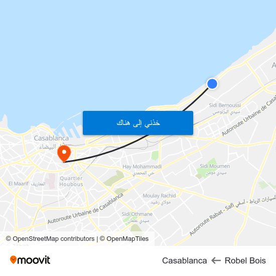 Robel Bois to Casablanca map