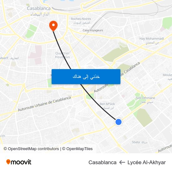 Lycée Al-Akhyar to Casablanca map