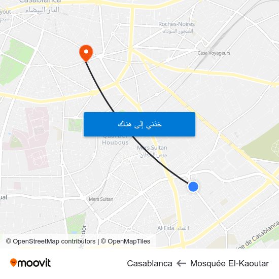 Mosquée El-Kaoutar to Casablanca map