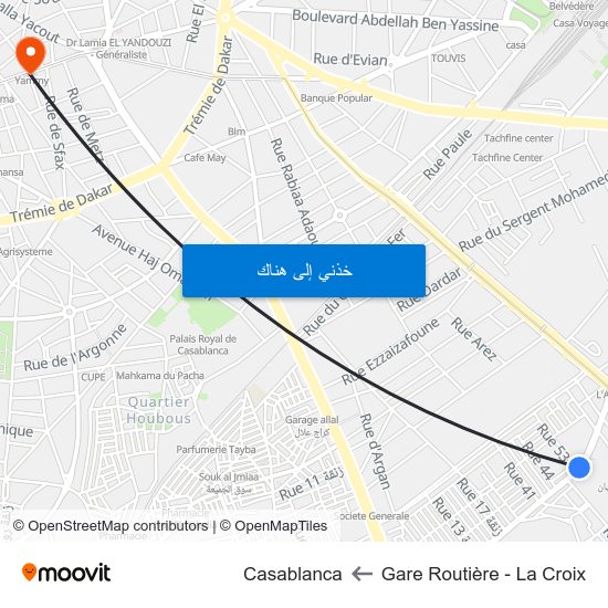 Gare Routière - La Croix to Casablanca map