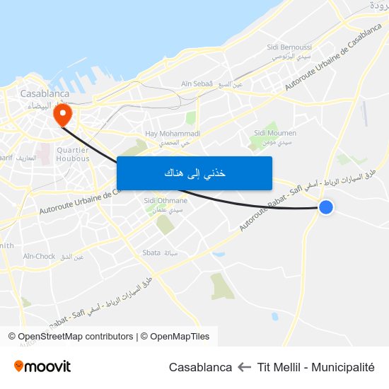 Tit Mellil - Municipalité to Casablanca map