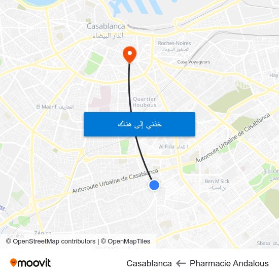 Pharmacie Andalous to Casablanca map