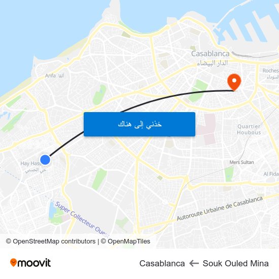 Souk Ouled Mina to Casablanca map