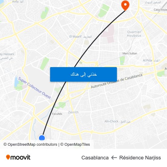 Résidence Narjiss to Casablanca map