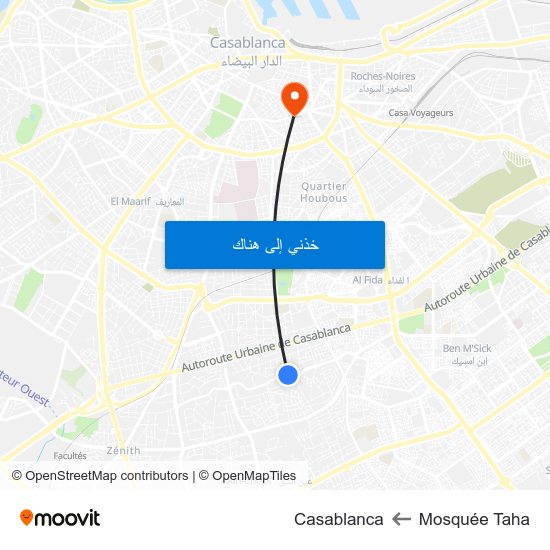 Mosquée Taha to Casablanca map