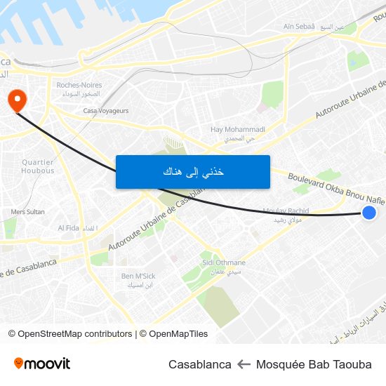 Mosquée Bab Taouba to Casablanca map