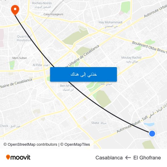 El Ghofrane to Casablanca map