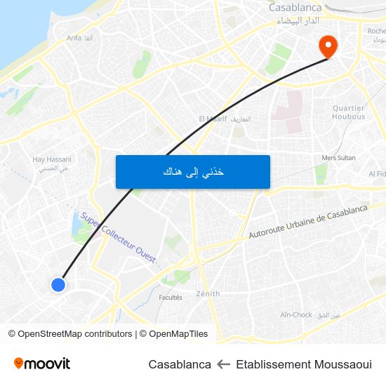 Etablissement Moussaoui to Casablanca map
